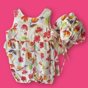 Class Club Baby 2 Pc Set Bubble Suit Onesie + Sun Hat ~ Size 9 mos. ~ NEW w tags